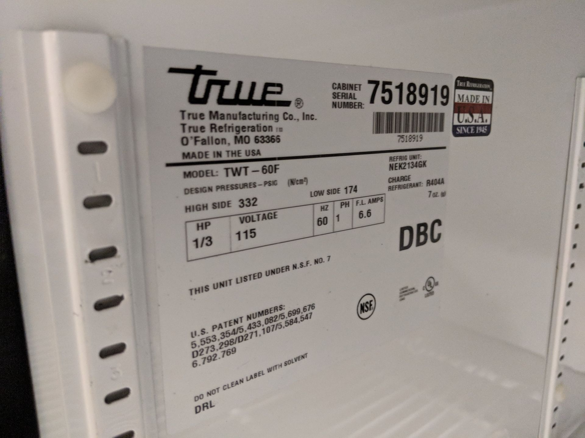 True 60" Work Top Freezer, model TWT-60F - Image 3 of 4