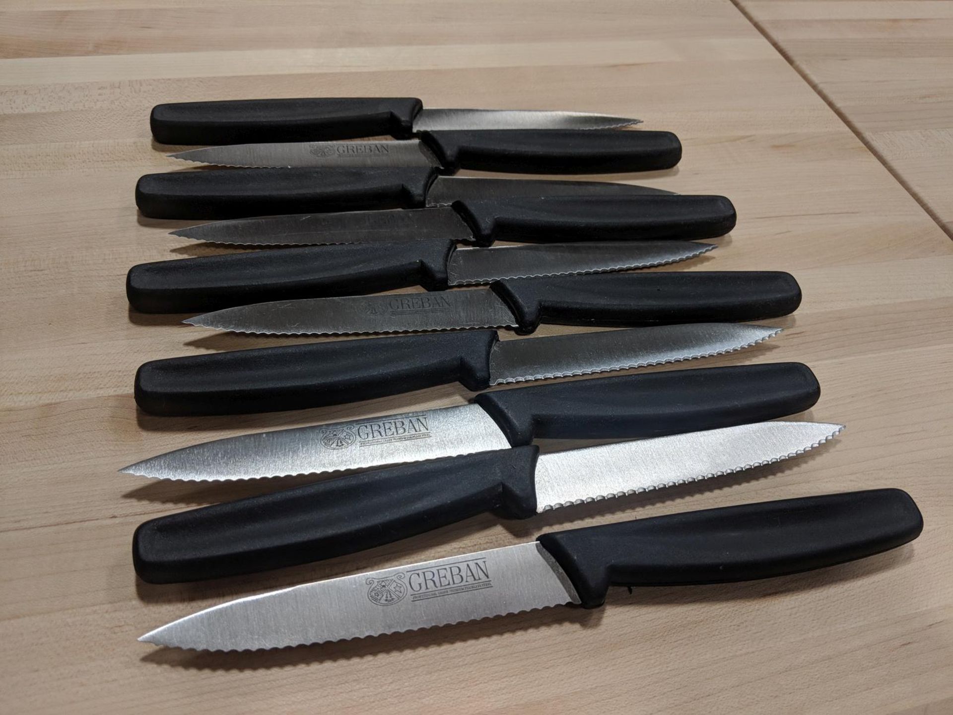 4” Wave Edge Paring Knives w/Black Poly Handle - Lot of 10