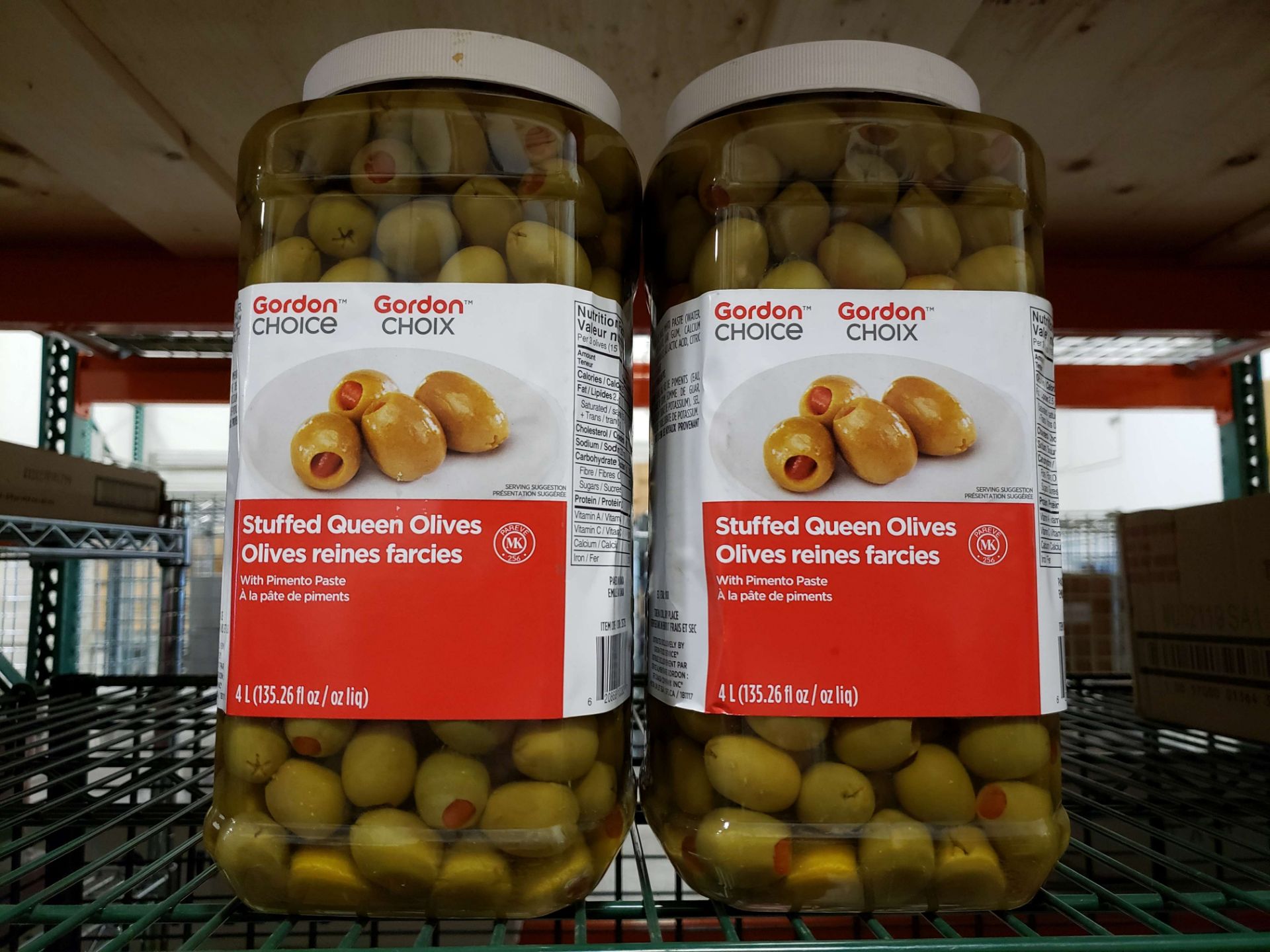 Gordon Choice Stuffed Queen Olives - 2 x 4 LT Jars