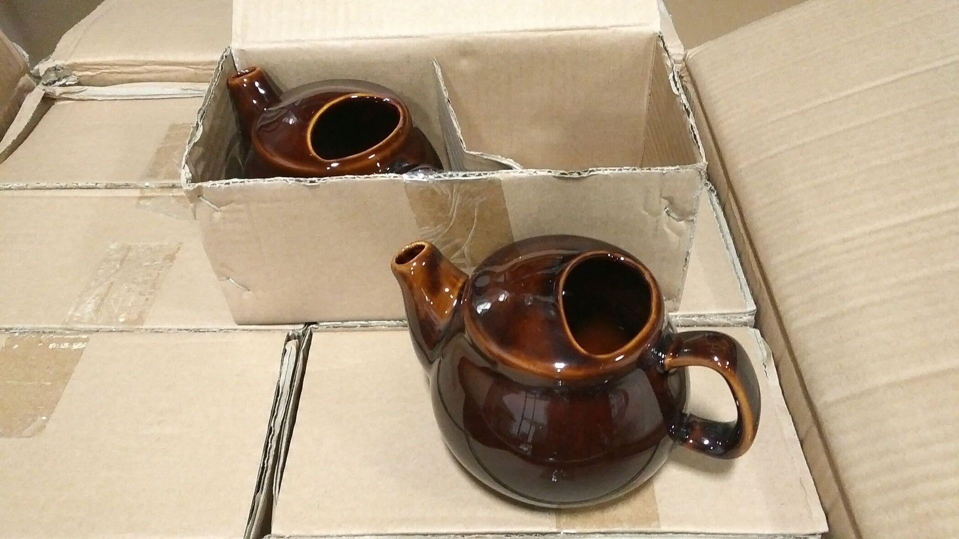 2 Cup Brown Teapots Johnson-Rose 4003 - Lot of 12 (6 boxes)