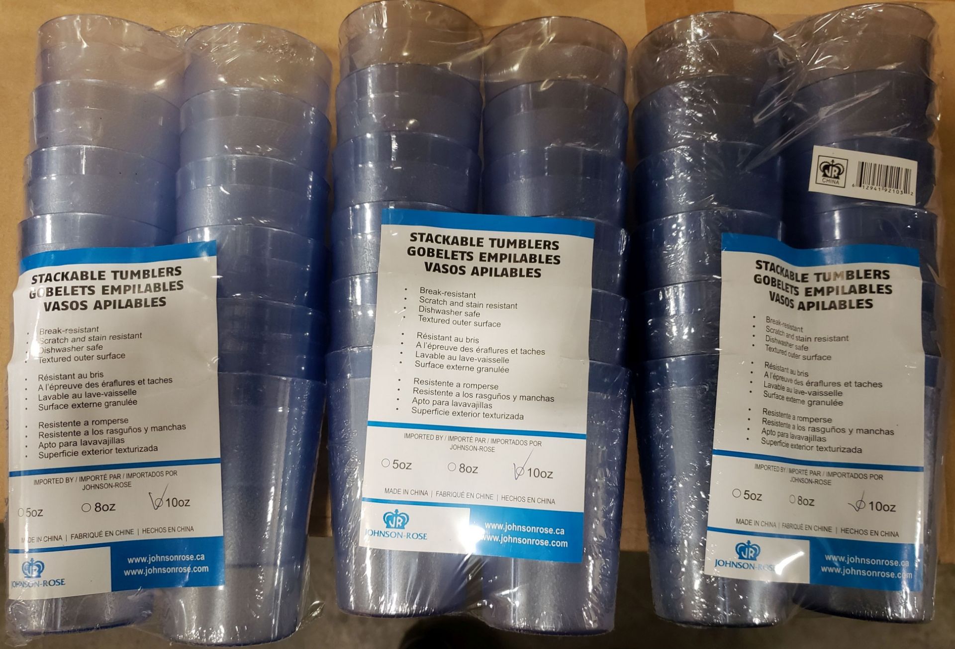 10oz Blue Plastic Tumblers - Lot of 36