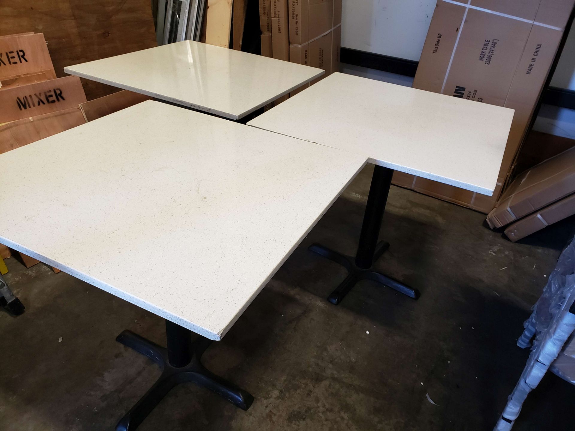 31" x 32" White Stone Top Tables - Lot of 3 - Image 2 of 3