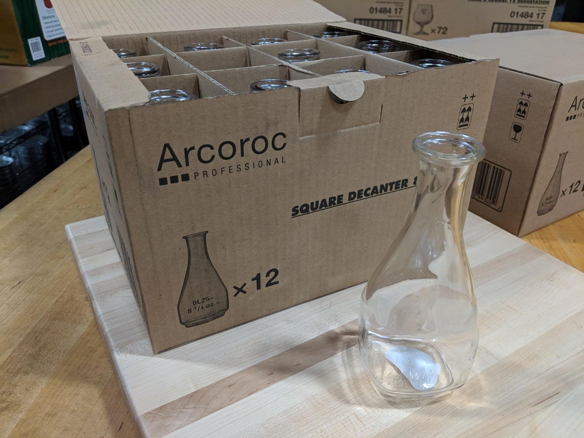 8.25oz/250ml Square Decanters - Lot of 12 (1 Case), Arcoroc 53674