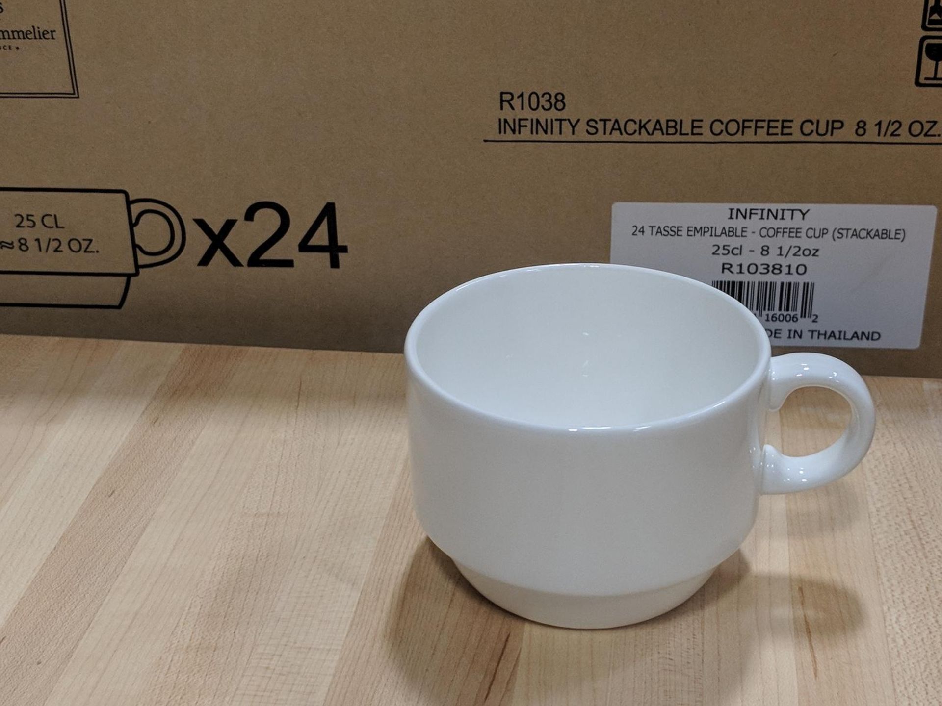 8.5oz Infinity Stacking Coffee Cups - Lot of 24 (1 Case), Arcoroc R1038