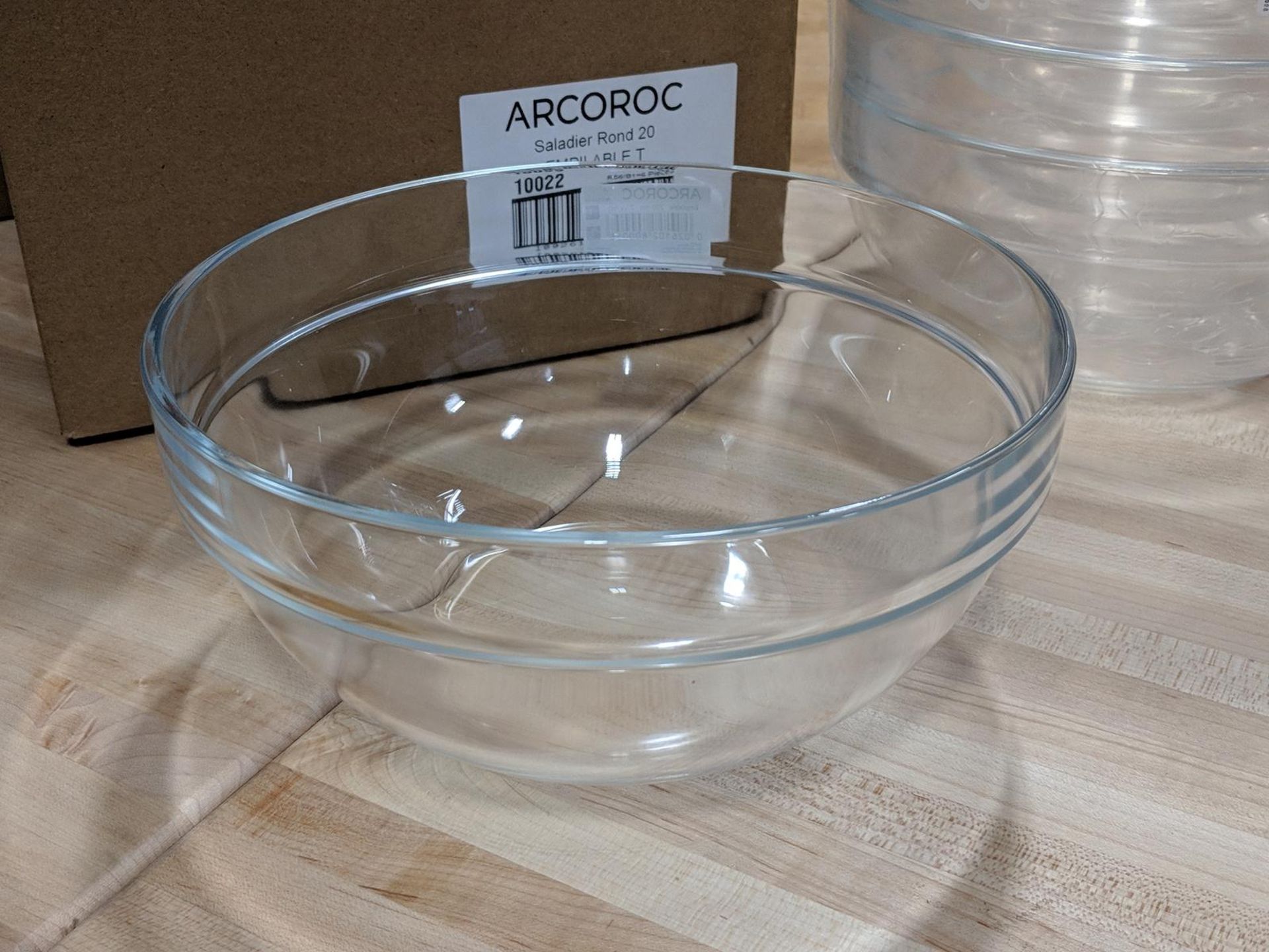 8" Clear Glass Stacking Salad Bowls, 64oz/1.9L - Lot of 12 (2 Cases), Arcoroc 10022 - Image 2 of 5