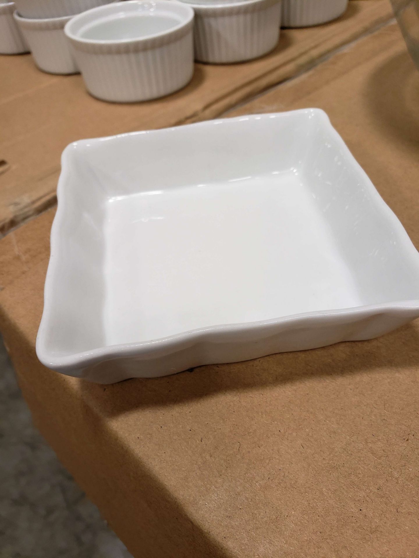 4" Square White Ceramic Dishes - Lot of 24