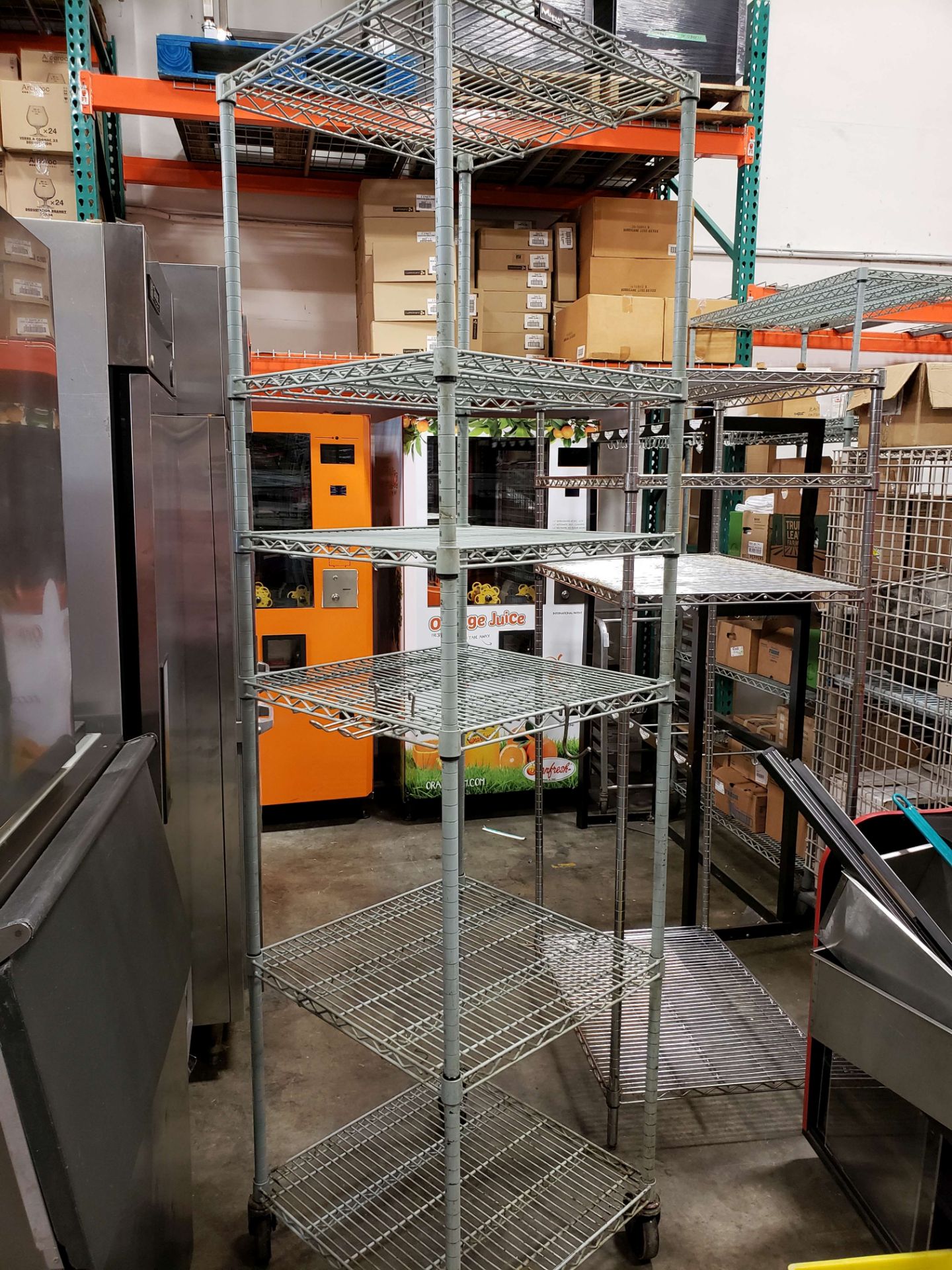 24" x 24"x 92" High Epoxy Coated Rack - 6 Shelves on Casters