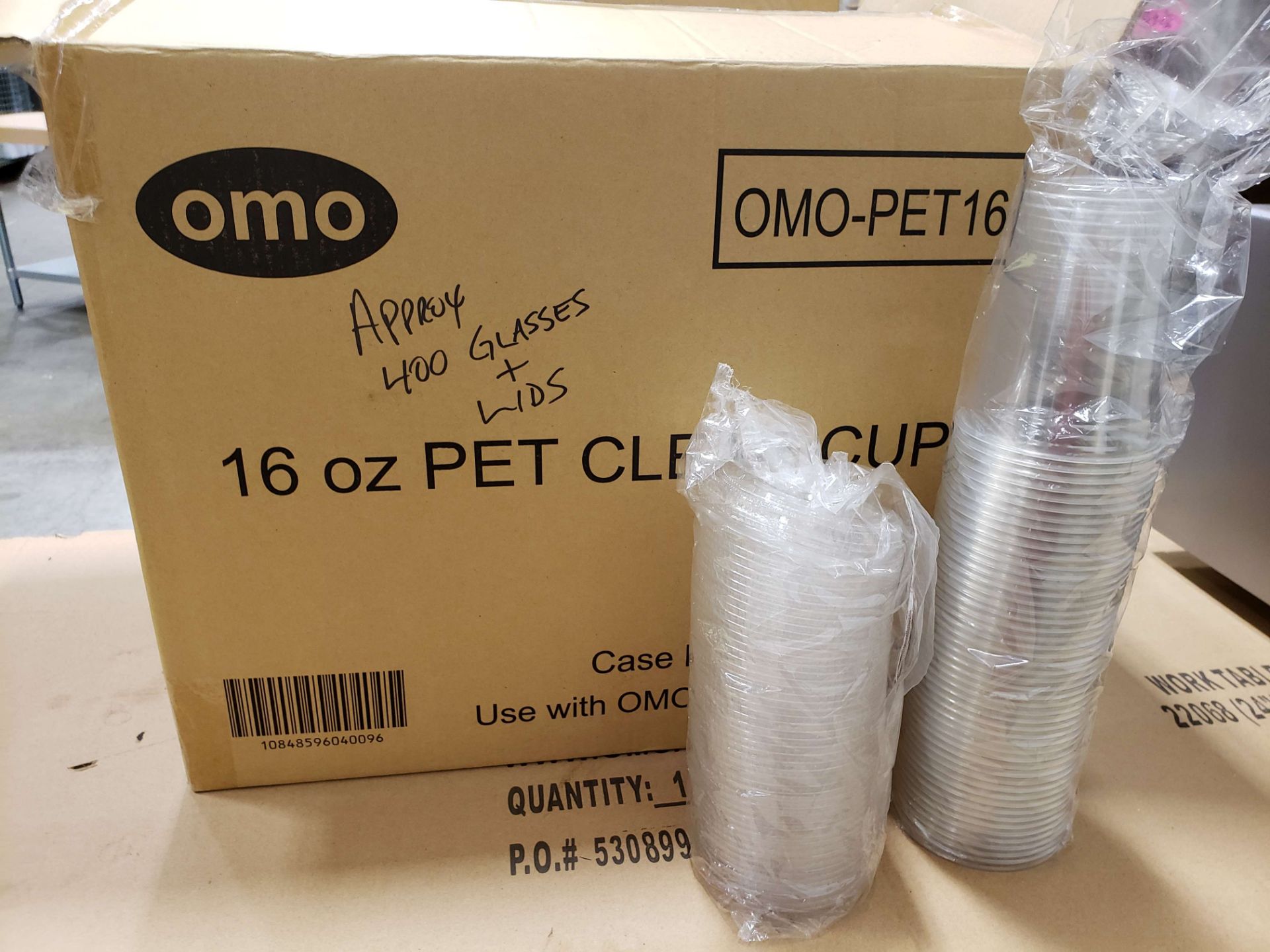 16 oz Clear Plastic Glasses & Lids - Lot of 400 Each