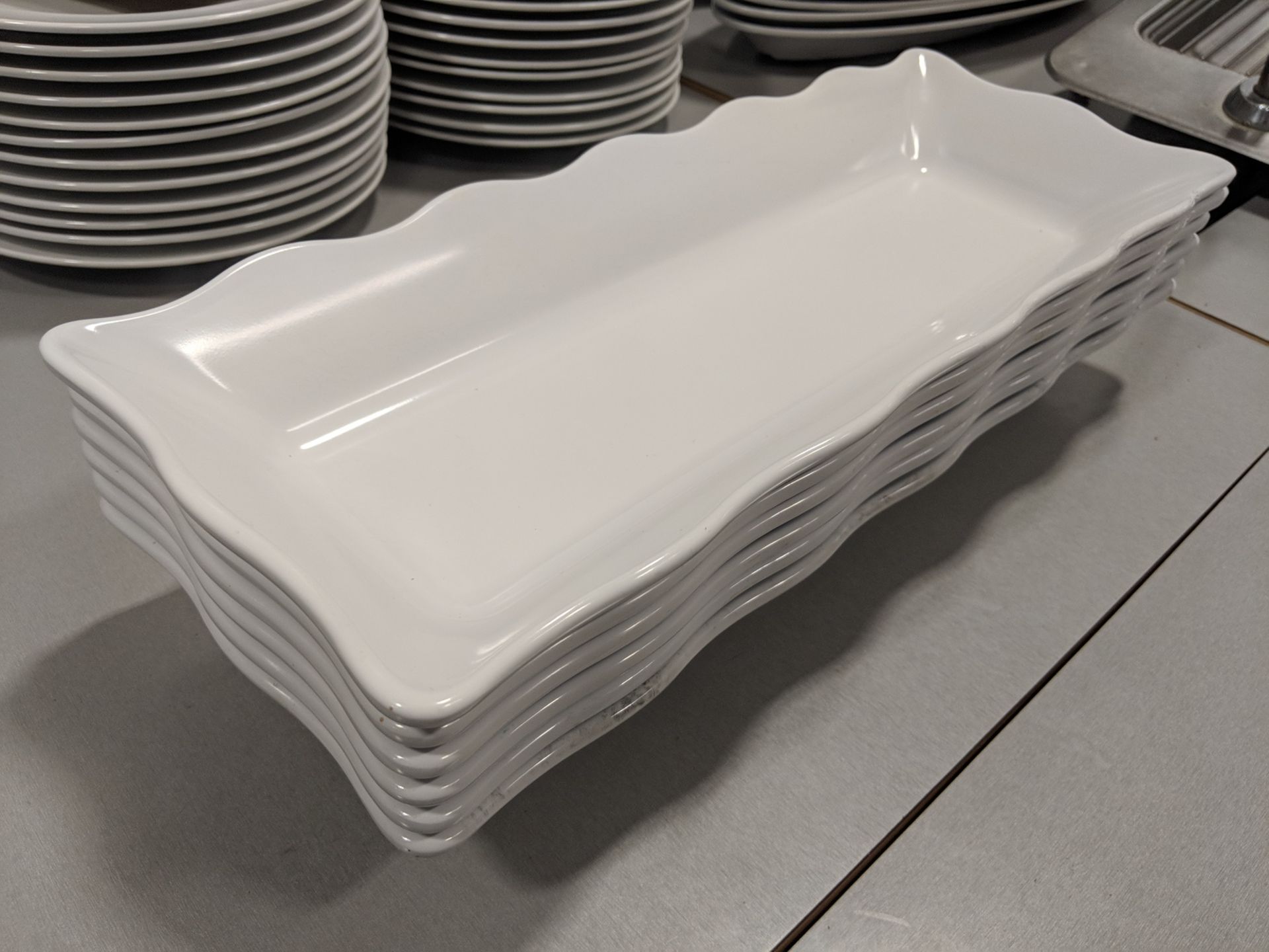 17" x 7" Wavy Melamine Platters - Lot of 6