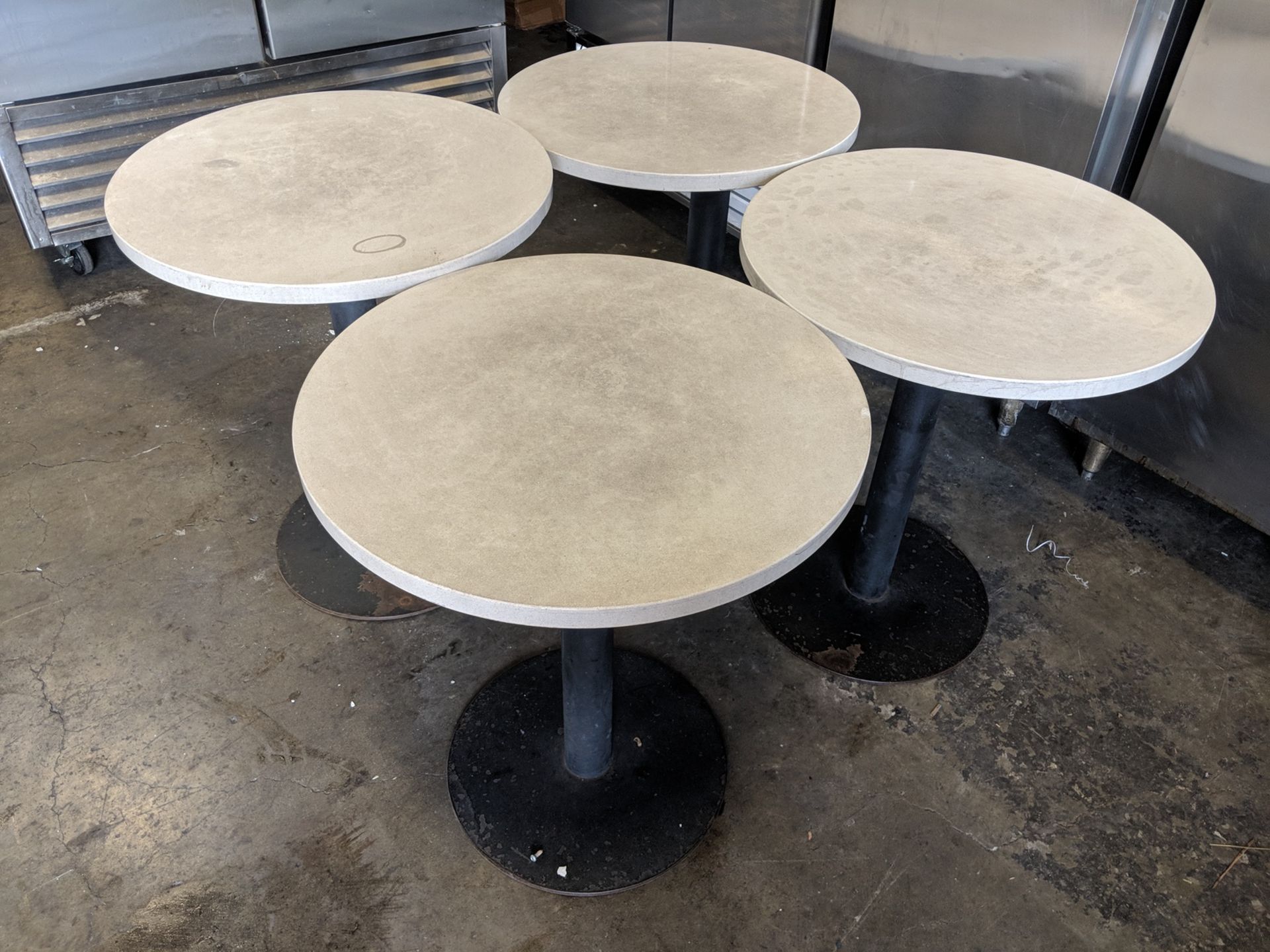 27" Round, 30" Height Stone Tables - Lot of 4