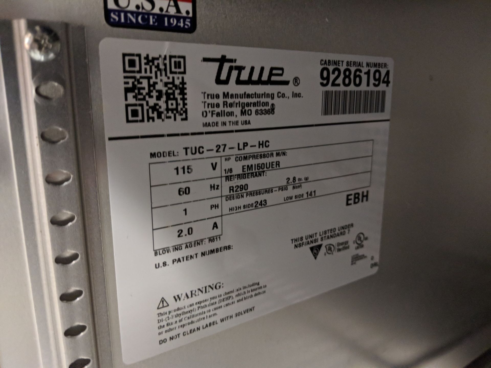 True 27" Undercounter Cooler, model TUC-27-LP-HC - Image 8 of 9