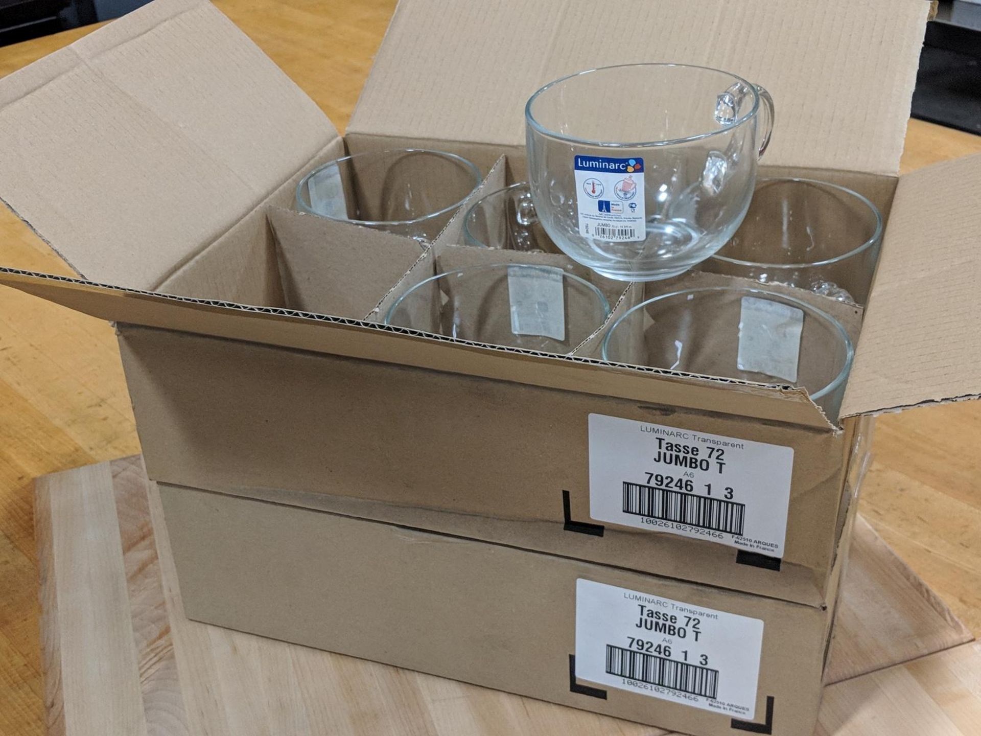 17oz/500ml Clear Glass Mugs - Lot of 12 (2 Cases), Luminarc 79246