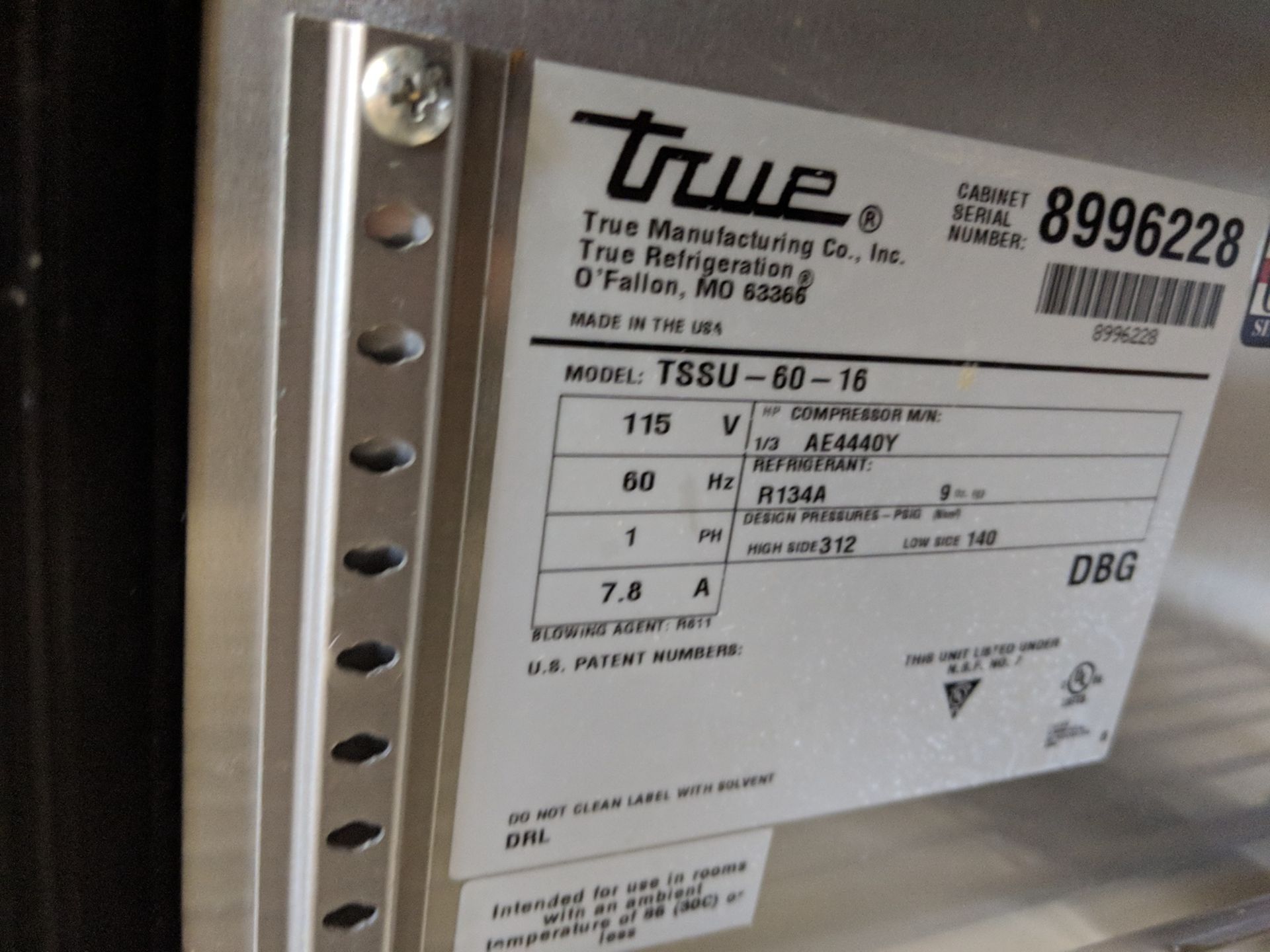 True 60" Sandwich Prep Table, model TSSU-60-16, serial #8996228 - Image 5 of 5