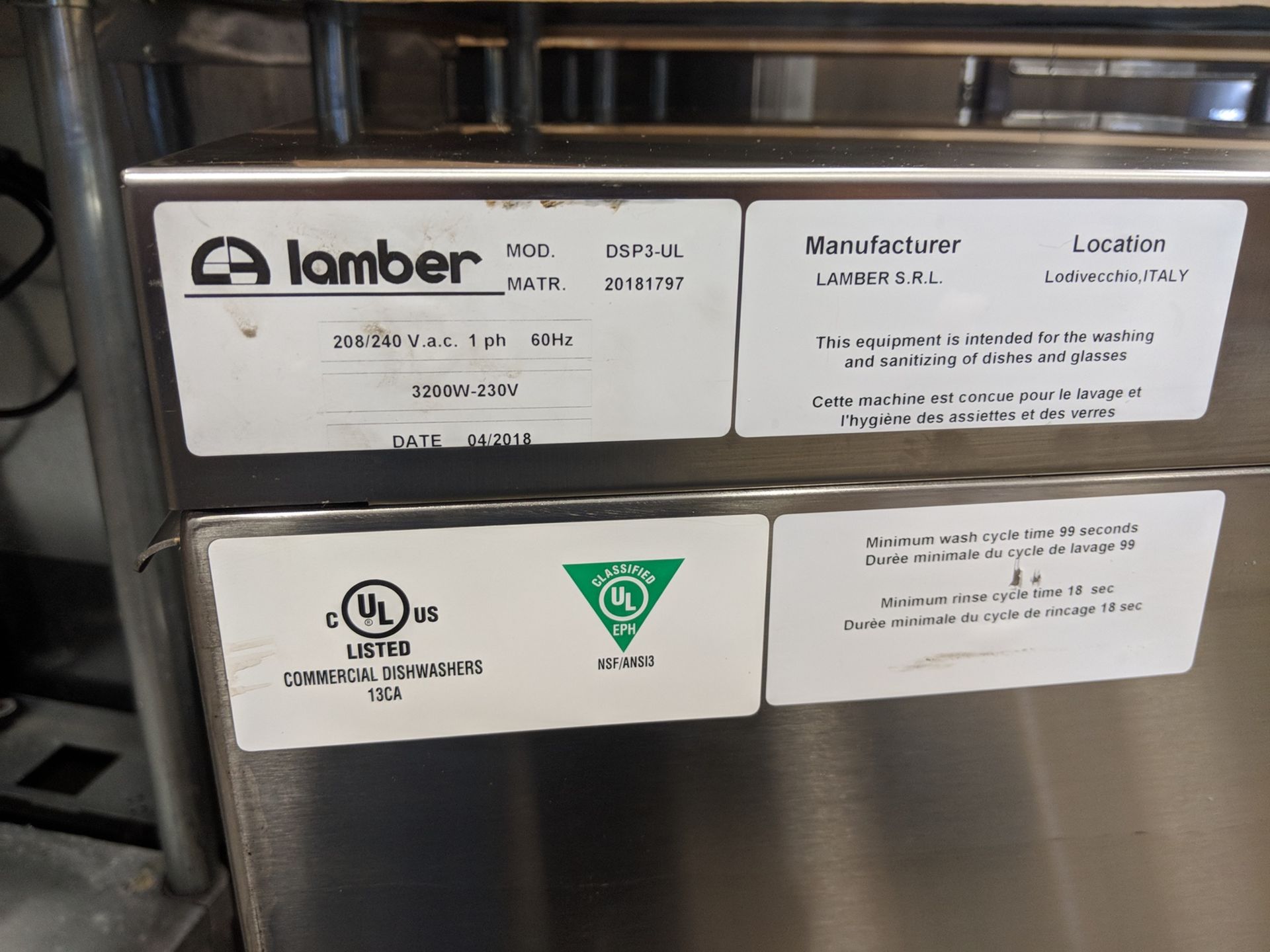 Lamber Undercounter Glass Washer, model DSP3-UL - Image 6 of 8
