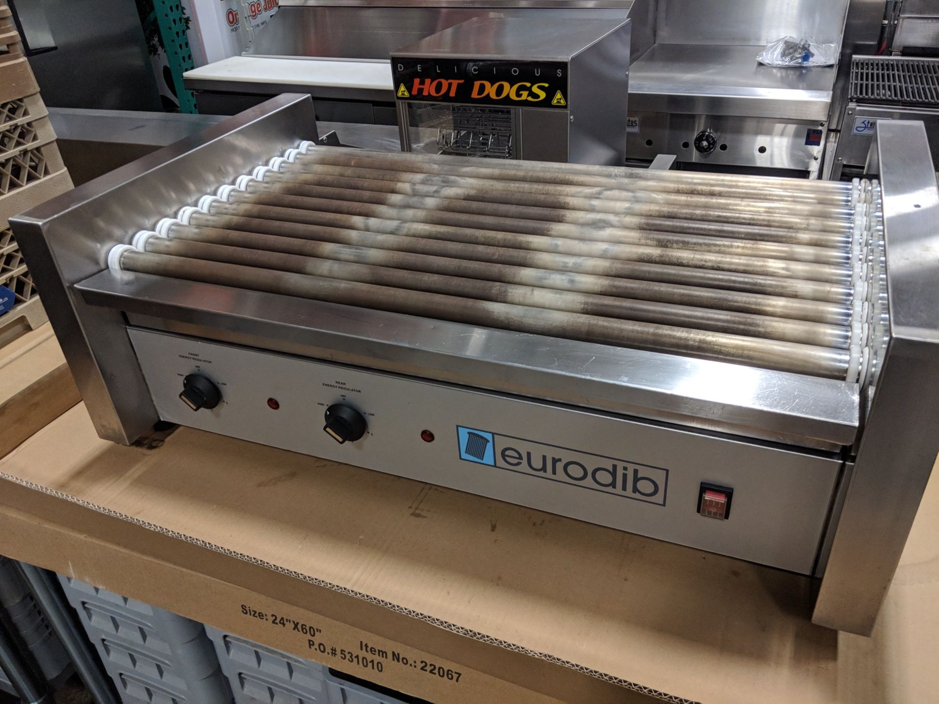 Eurodib 32" Hot Dog Roller Grill, model SFE01630, serial 2014030041