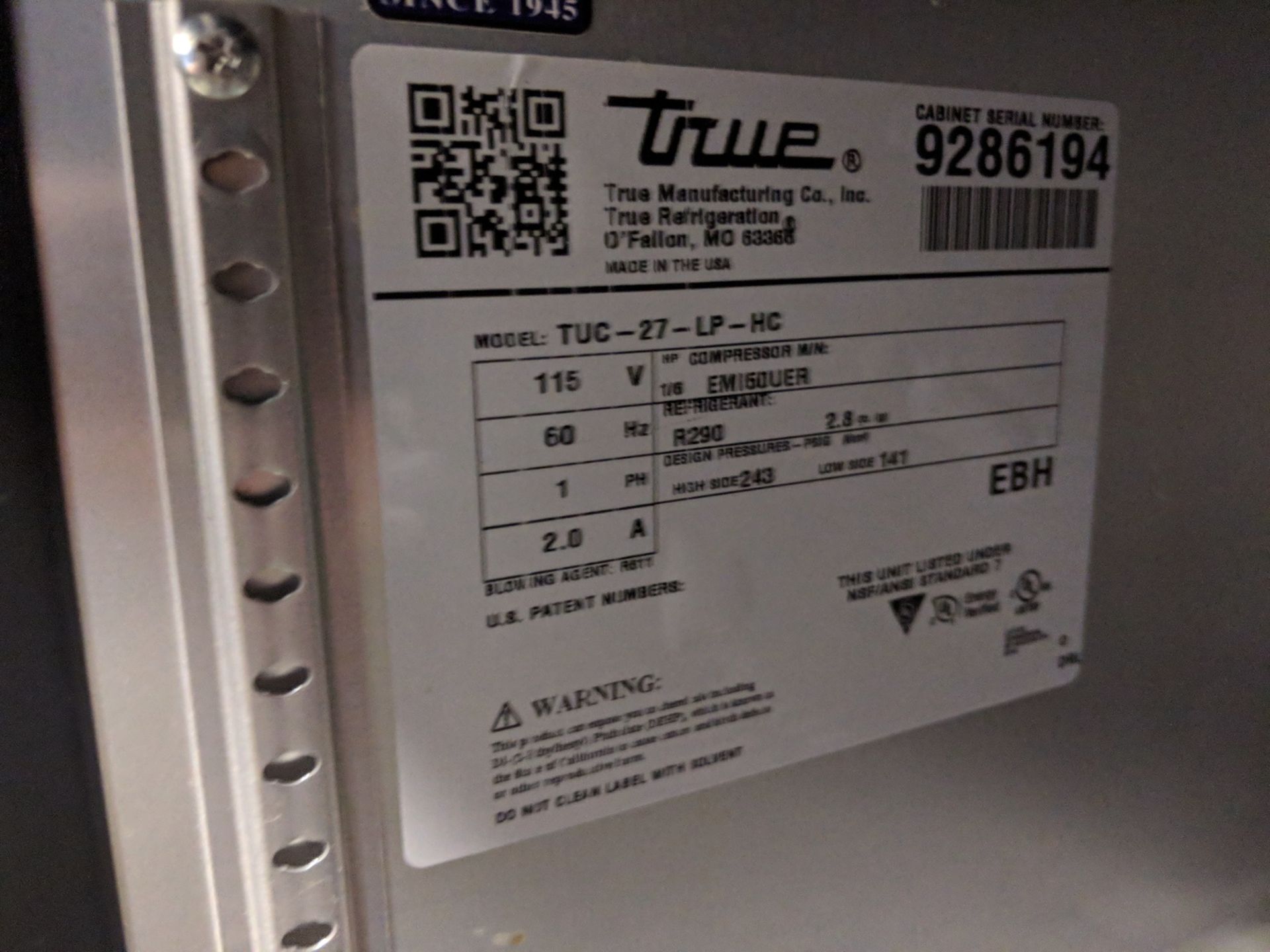 True 27" Undercounter Cooler, model TUC-27-LP-HC - Image 3 of 9