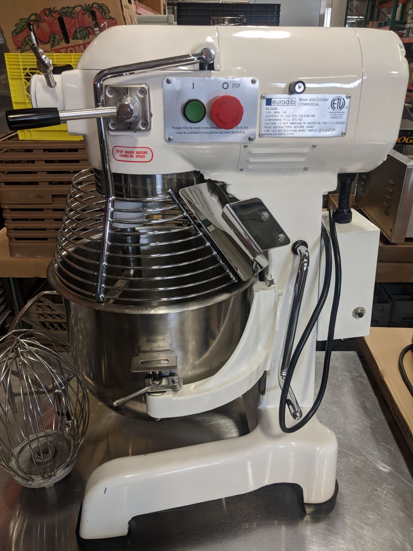 Eurodib 20qt Planetary 1.5HP Mixer, 110V, Hook, Whip, Paddle - Image 2 of 4