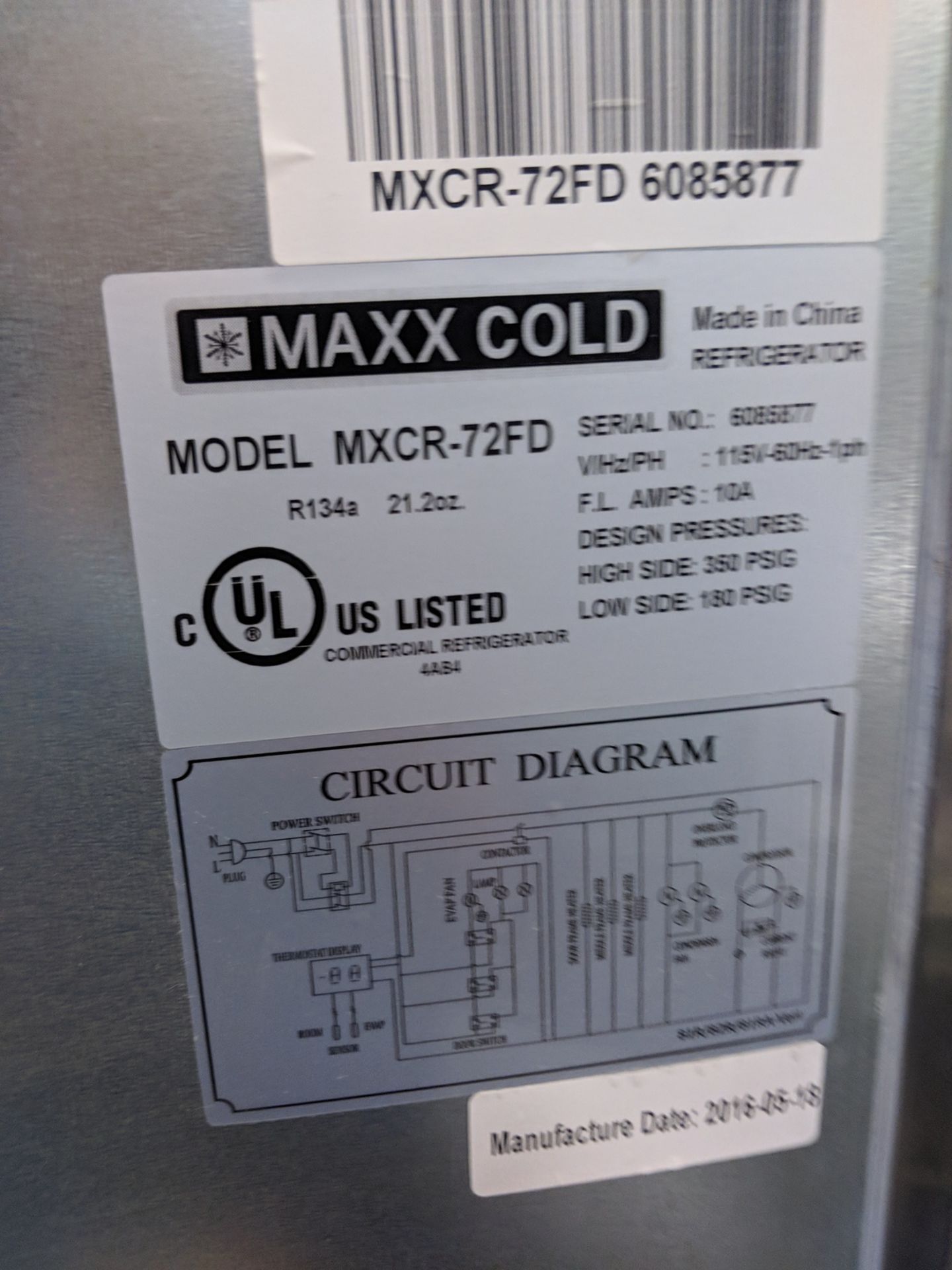 Maxx Cold Three Door Cooler, model MXCR-72FD - Image 6 of 7