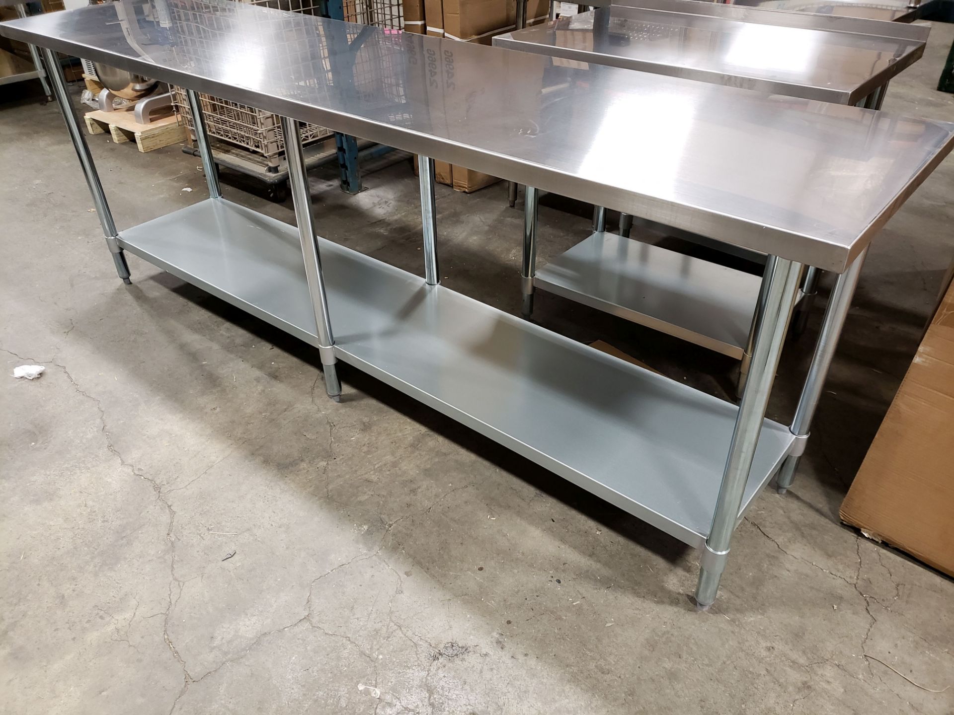 24" x 96" Stainless Steel Work Table, Galvanzed Undershelf