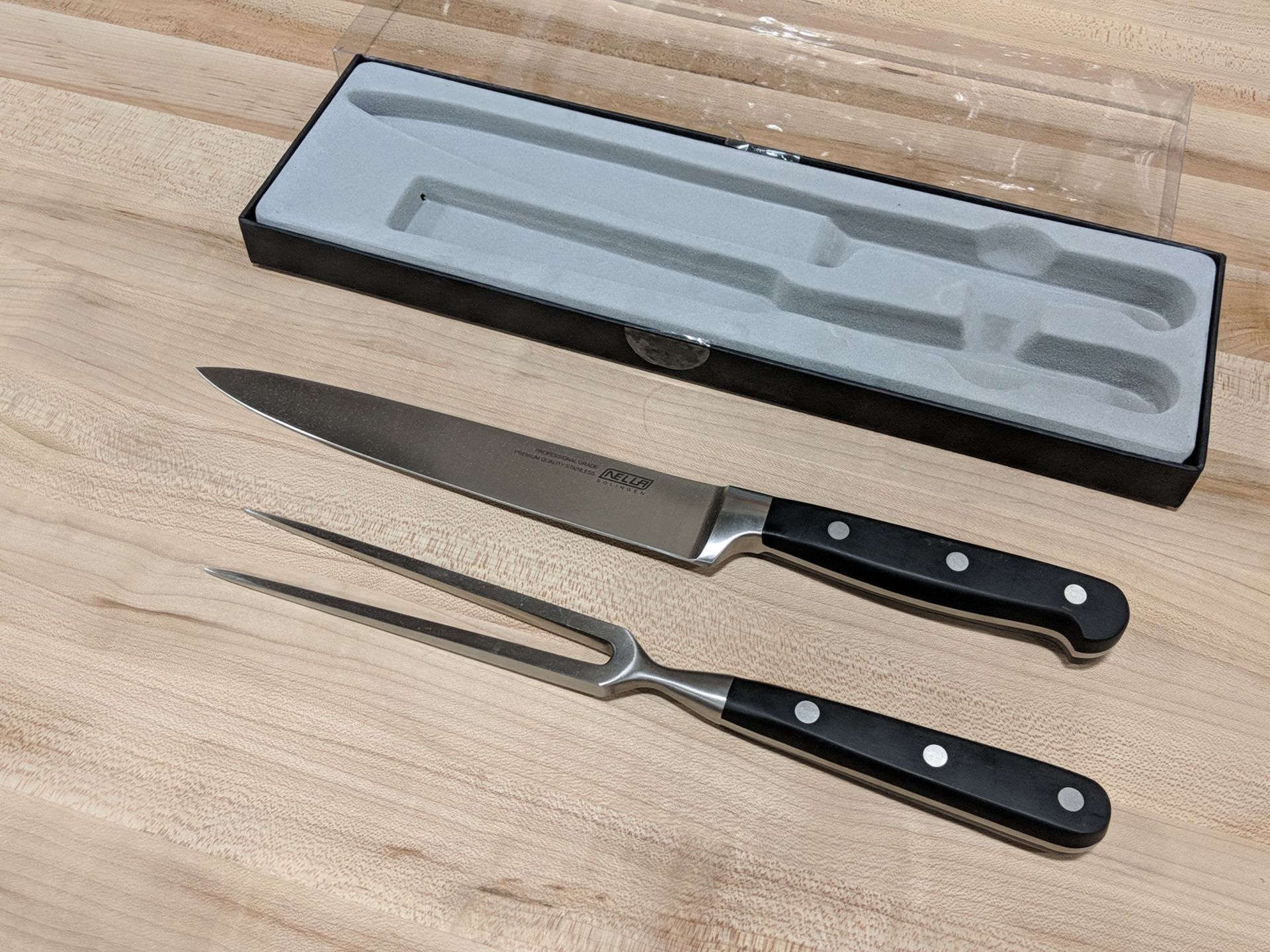 High Quality Forged 8" Slicing Knife with 6" Cook's Fork