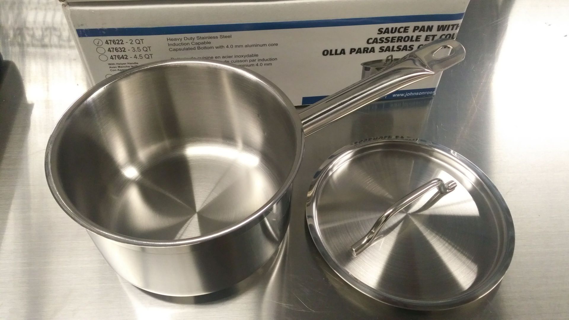 2qt Heavy Duty Stainless Sauce Pan Induction Capable, JR 47622 - Image 3 of 4