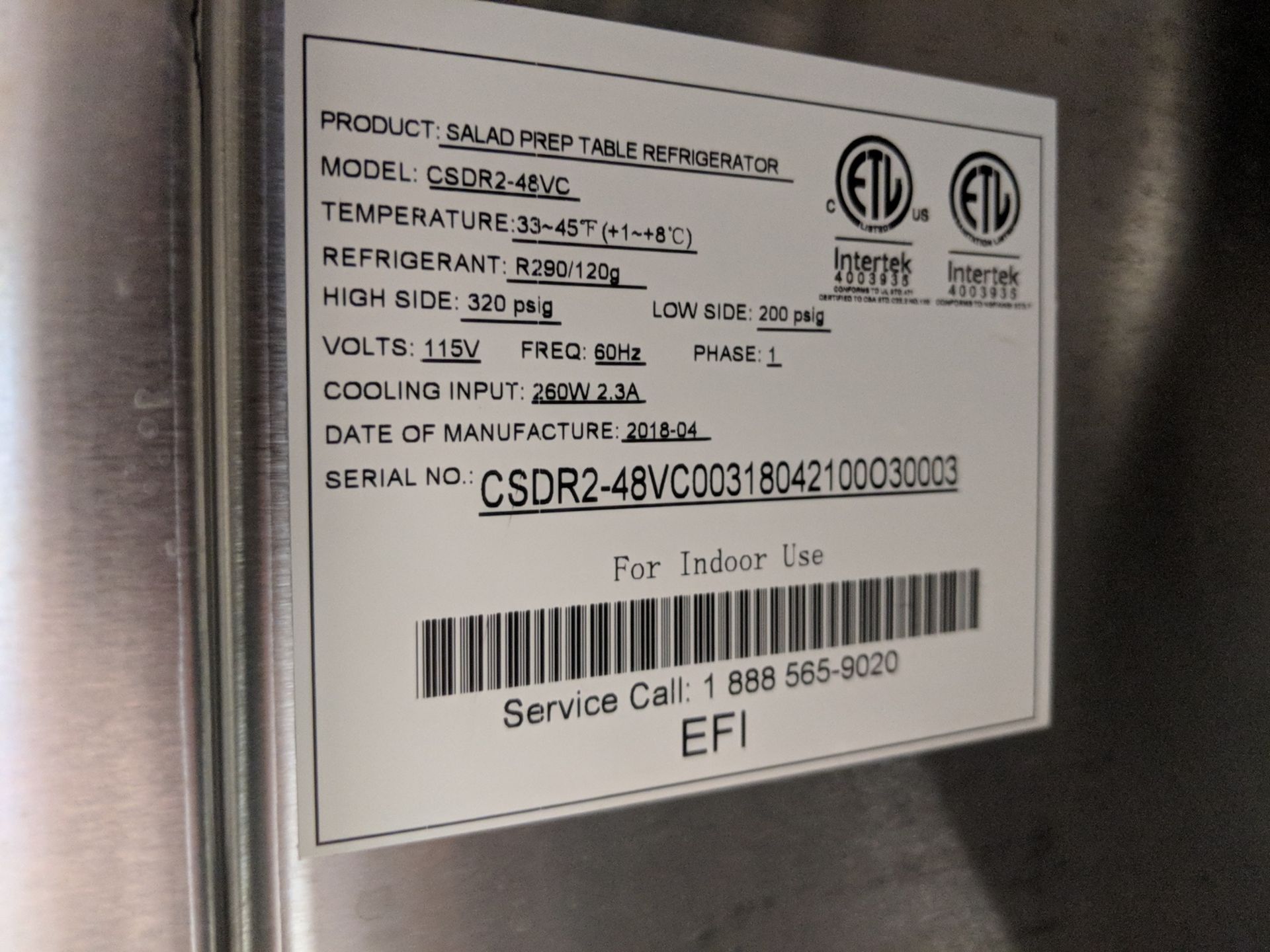 EFI 48" Refrigerated Sandwich Prep Table - Image 10 of 10