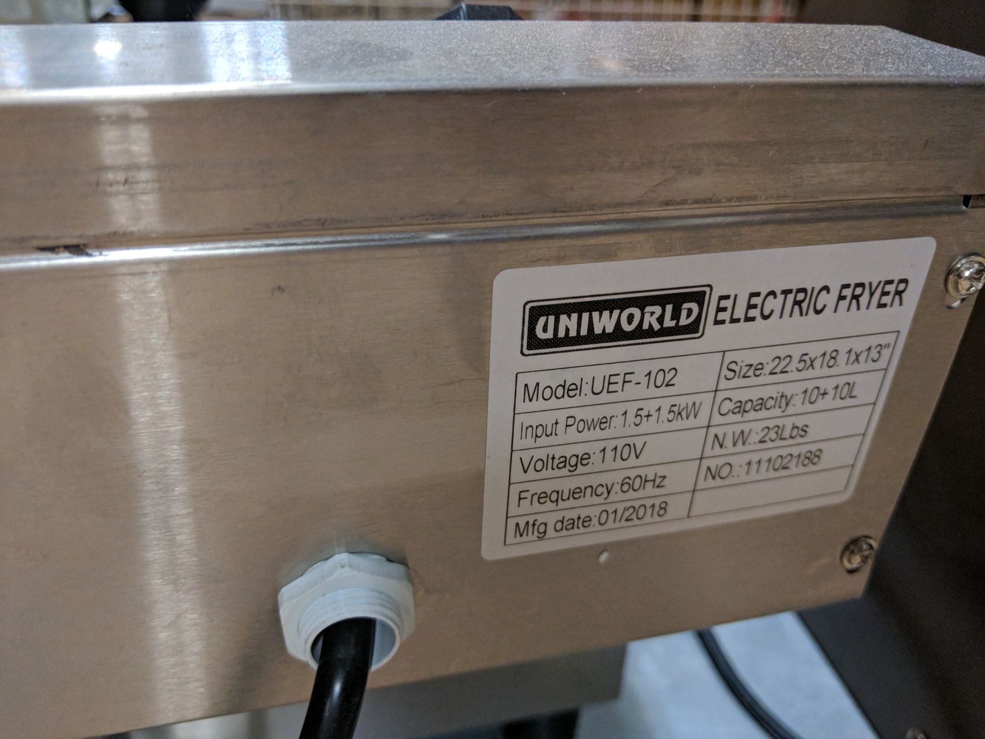 Uniworld UEF-102 Double 10L Electric Fryer - Image 4 of 4