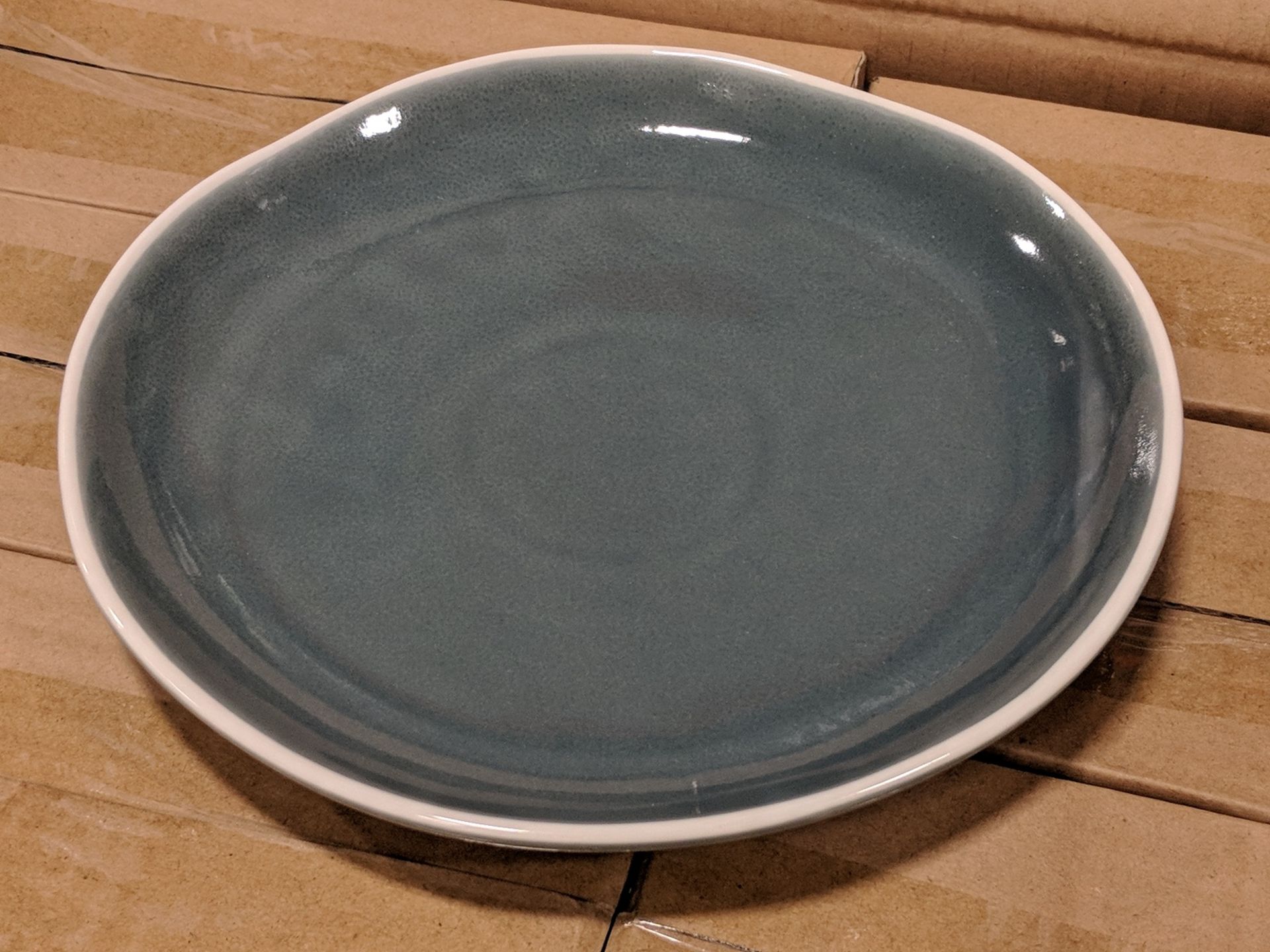 8" Blue Porcelain Plates, Arcoroc "Canyon Ridge" FJ725 - Lot of 36 - Image 3 of 4