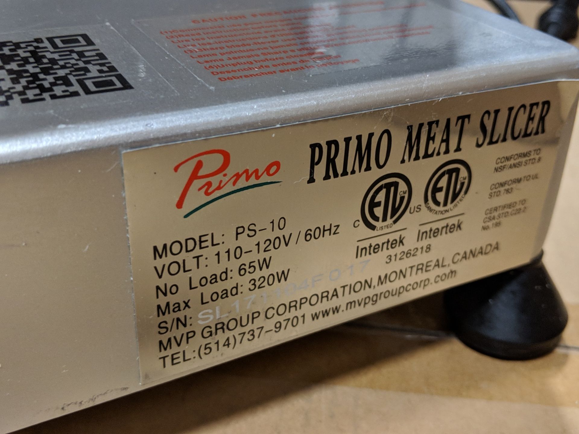 Primo PS-10 10" Manual Meat Slicer, 1/4 HP - Image 3 of 3