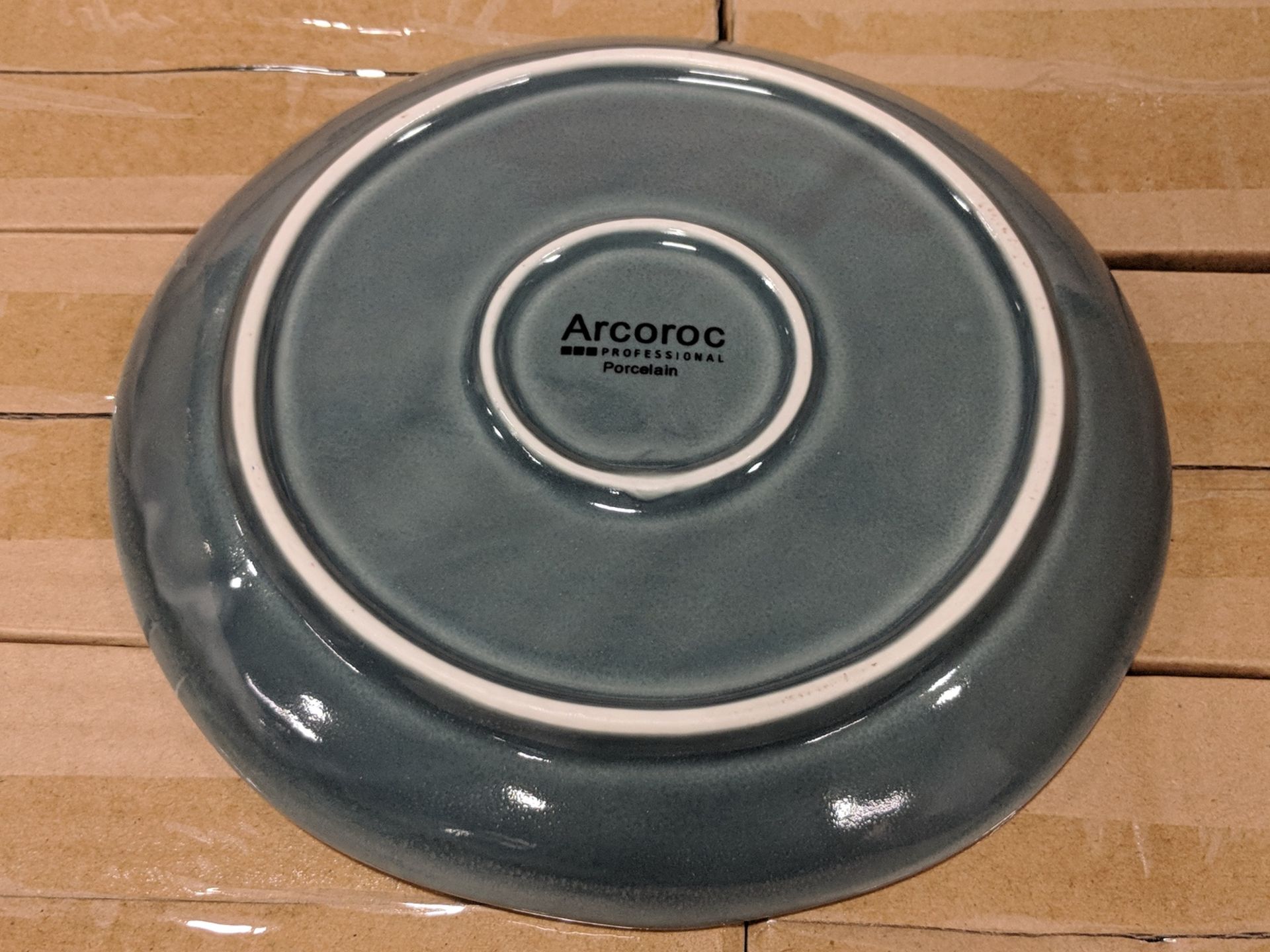 8" Blue Porcelain Plates, Arcoroc "Canyon Ridge" FJ725 - Lot of 36 - Image 2 of 4