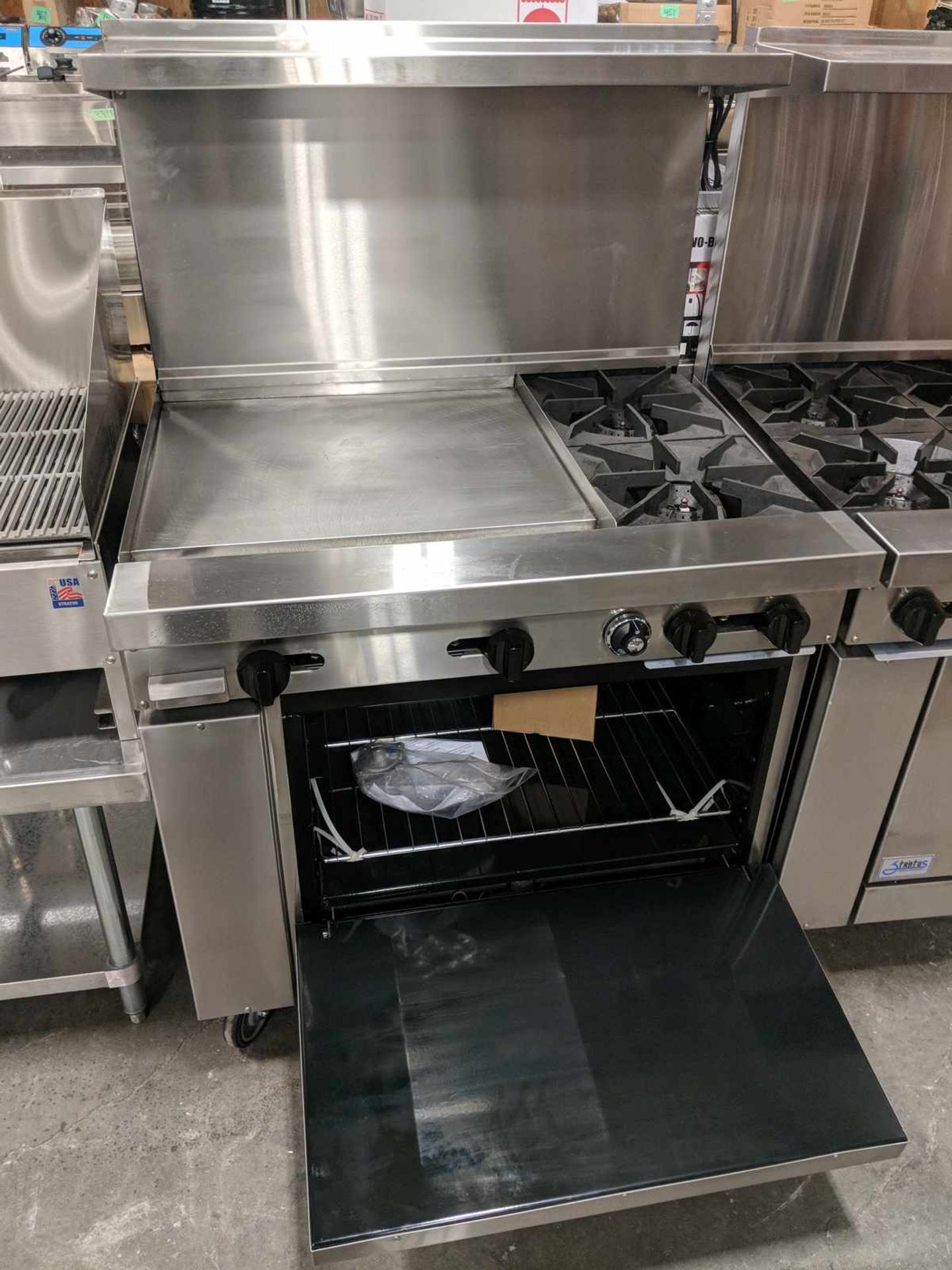 36" Natural Gas 24" Griddle/Two Burner Range on Casters - Image 2 of 6