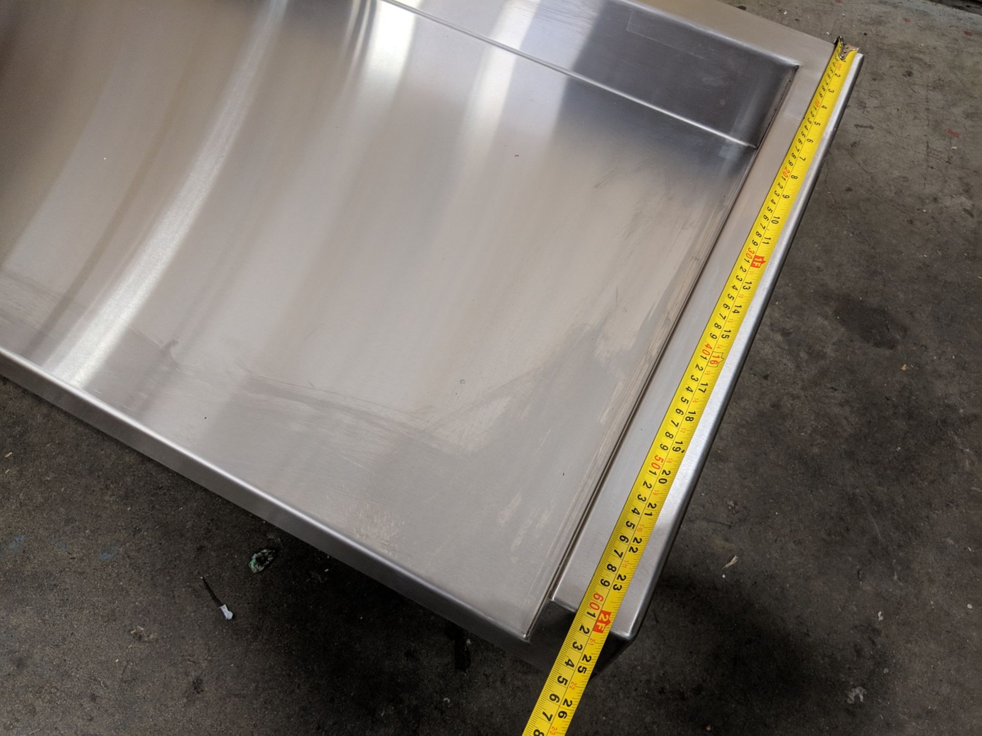 24" x 90" Custom Sink and Tabling, Fully Welded with Drains - Image 3 of 9