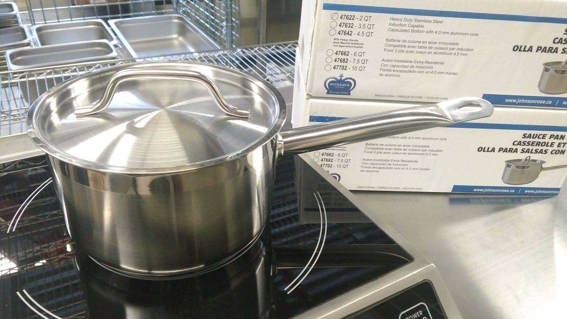 2qt Heavy Duty Stainless Sauce Pan Induction Capable, JR 47622