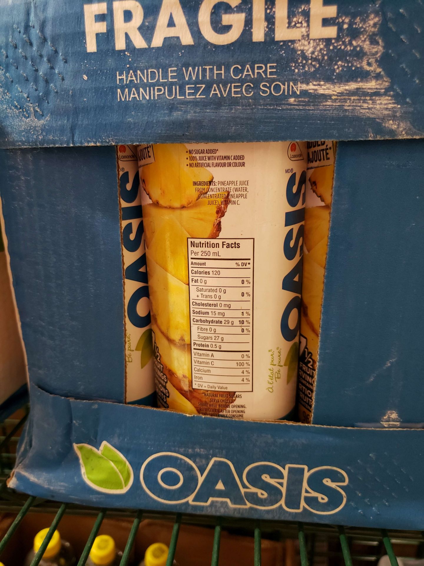 Oasis Pineapple Juice - 22 x 960 ml Cartons