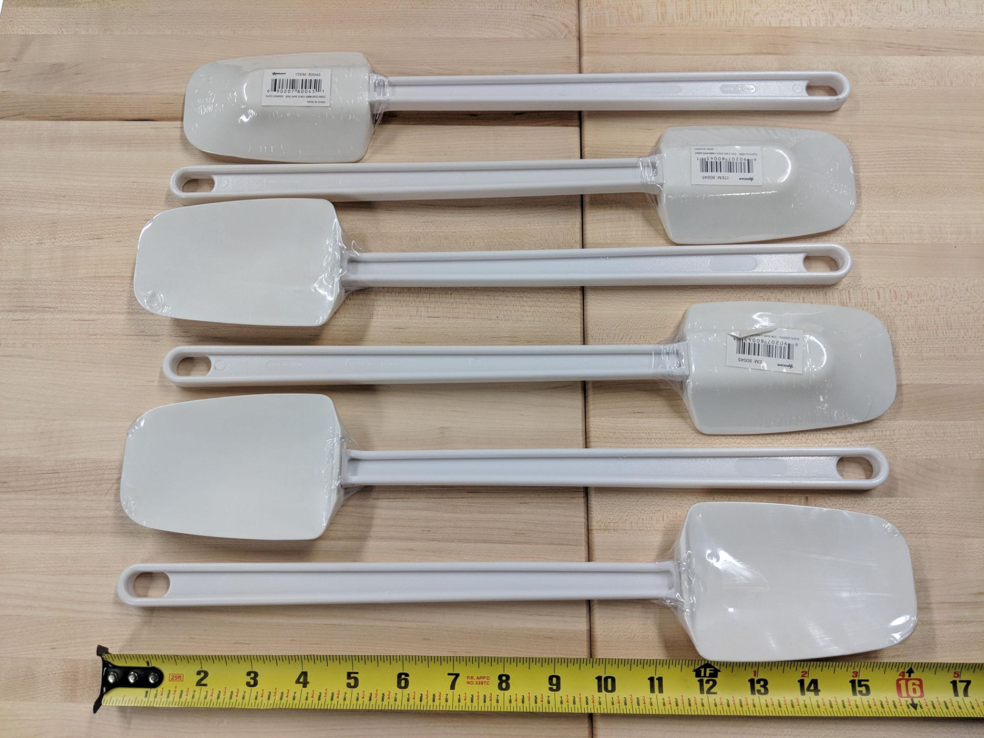 16” White Rubber "Spoonulas" w/Plastic Handle - Lot of 6