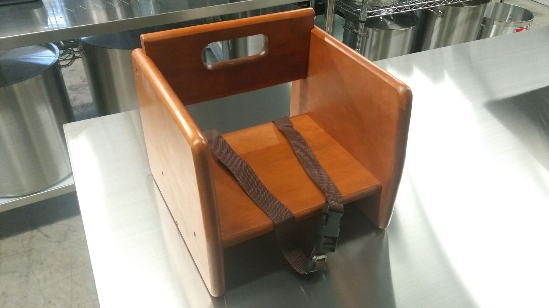 Wood Booster Seat, 11.75" x 12" x 10.75", Walnut Finish