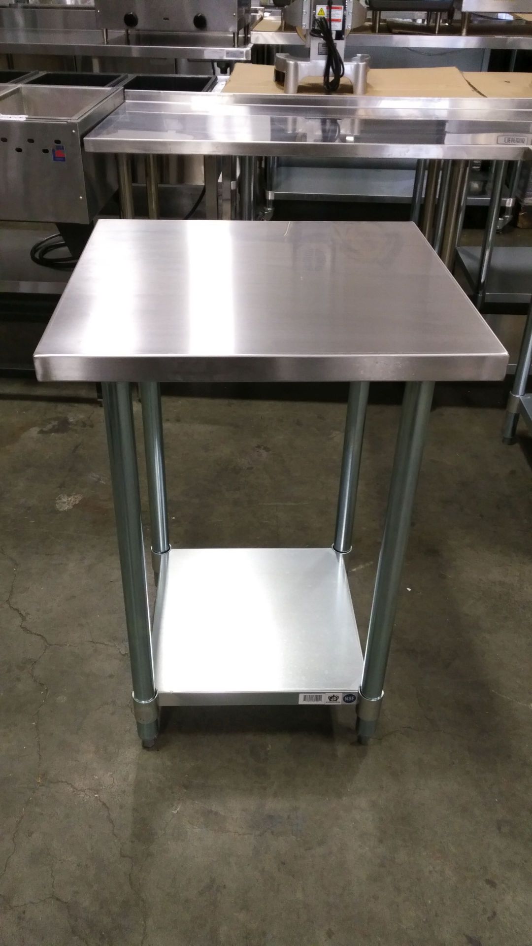 24" x 24" Stainless Steel Work Table, Galvanized Undershelf