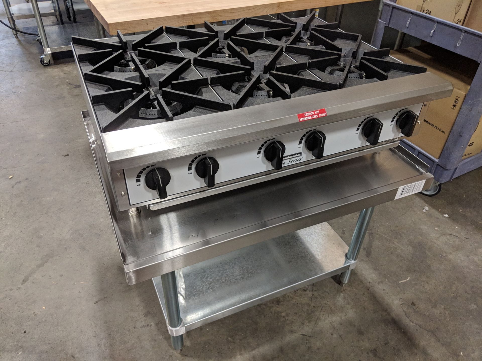 36" Six Burner Gas Hotplate 132K BTU, Toastmaster TMHP6 includes Stand