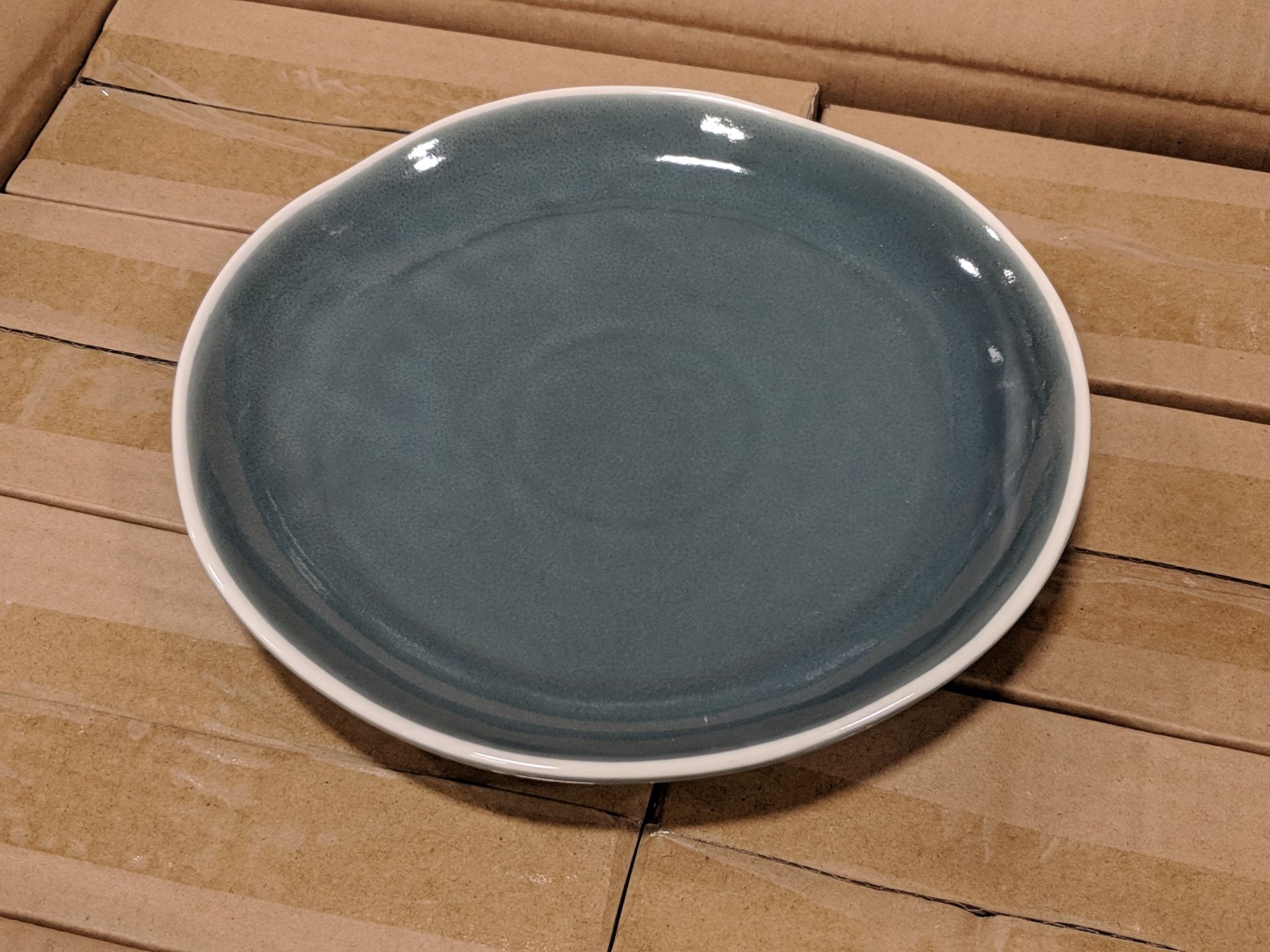 8" Blue Porcelain Plates, Arcoroc "Canyon Ridge" FJ725 - Lot of 36