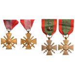 Lot of 2 War Crosses for Overseas Campaign, locally made, War Cross with no date on reverse