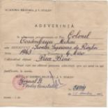 Cerificate of the "Stalin" Military Academy for a Colonel of the Airforce, 1953