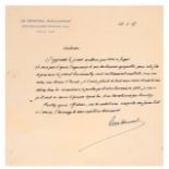 Nice and simple letter of condoleance from General Guillomat to Madame Taranovski