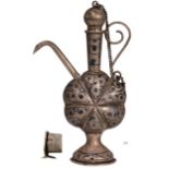 Funny silver and niello miniature phiale in the shape of caucasian jug