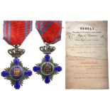 ORDER OF THE STAR OF ROMANIA, 1864, to a French Fencing Teacher in Bucharest
