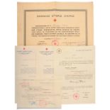 Lot of 5 DIFFERENT AWARDING DOCUMENTS OF THE GREEK RED CROSS 1916-1917