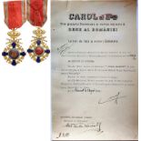 ORDER OF THE STAR OF ROMANIA, to a Reserve Major from the French Army