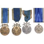 Lot of 4. Medal of Faithfull Service, 1st Type Civil, 2nd Type, Military, 2nd Class, 3rd Class (2),