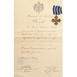 The "Commemorative Cross of the 1916-1918 War", 1918, to a Hospital Principal from Craiova