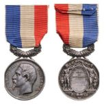 Life Saving Medal, 2nd Empire (1852), 2nd Class Silver Medal with Silver Laurel