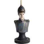 Austria Officer with spiked helmet, Ceramic bust painted, 20th Century